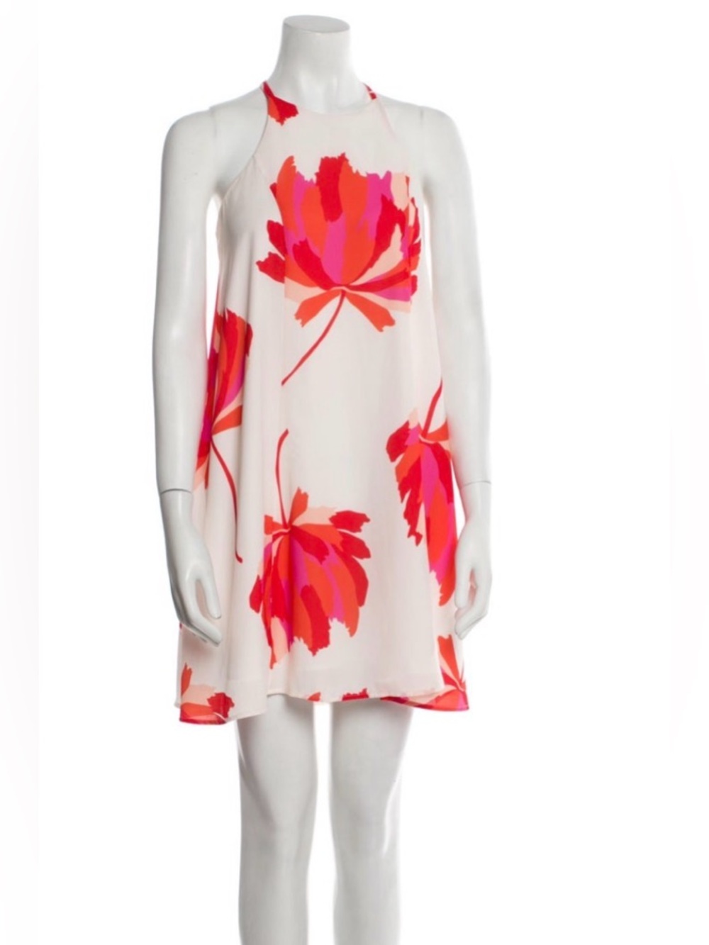 CROSBY by Mollie Burch Cream Halter Mini Dress with Pink and Red Floral Print - Picture 2 of 5